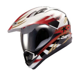 Explorer Motorcross Helm XP-02 Weiß Mit Muster, Größe L