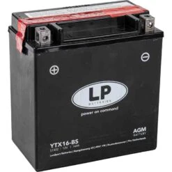 Landport YTX16-BS AGM Motorrad Batterie, 12 V 14 AH