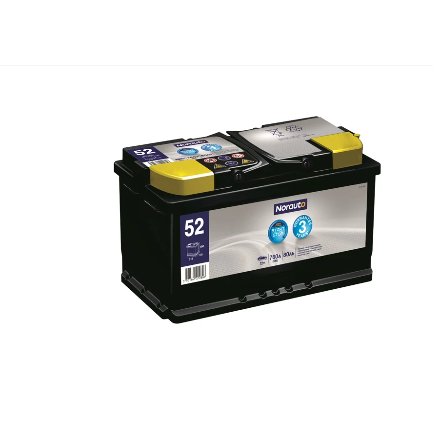 Start-Stopp-Autobatterie 52 Von Norauto, 80Ah, 760A, 1 Stück 1 Start-Stopp-Autobatterie 52 Von Norauto, 80Ah, 760A, 1 Stück